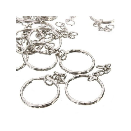 Silver Tone Football Keychain (50pcs Metal Split Key Ring Keyring Keychain Handbag Key Chains Key Holder 2.2