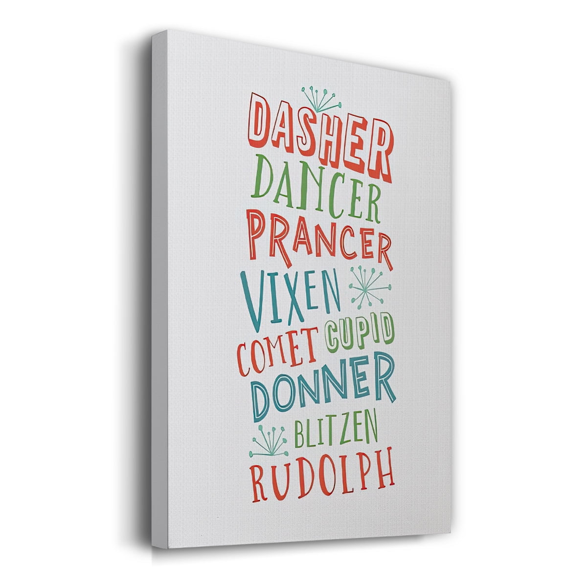 Reindeer Names - Multicolor Light Gray- Gallery Wrapped Canvas