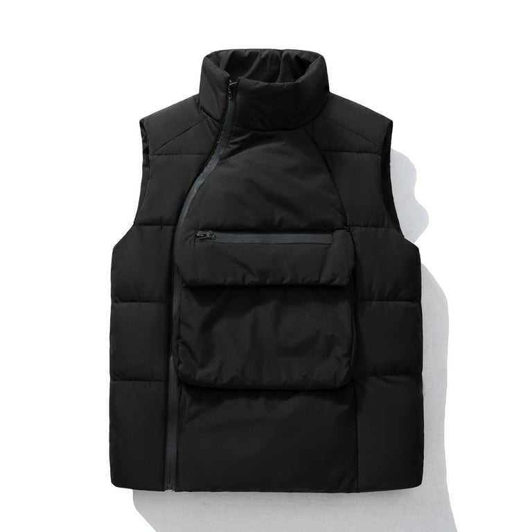 Yyeselk Men's Puffer Vest Sleeveless Zipper Big Pockets