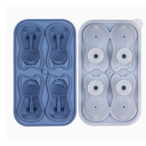 Molde for cubitos de hielo con forma de perro, bandeja de hielo con prensa de silicona for hacer hielo fácilmente en casa, 1 ud.