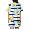 thumbnail image 3 of Qekee Daisy Striped Nautical Women's Pajama Set Short Sleeve Sleepwear Summer Home Wear with Pockets Soft Short Sleeve Shirt - Daisy Striped Nautical, 3 of 9