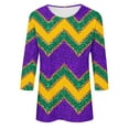 thumbnail image 5 of successthop Mardi Gras Shirts Women Plus Size Casual Oversized Crewneck Blouse 3/4 Sleeve Outfits Lightweight Tops 3XL, 5 of 5