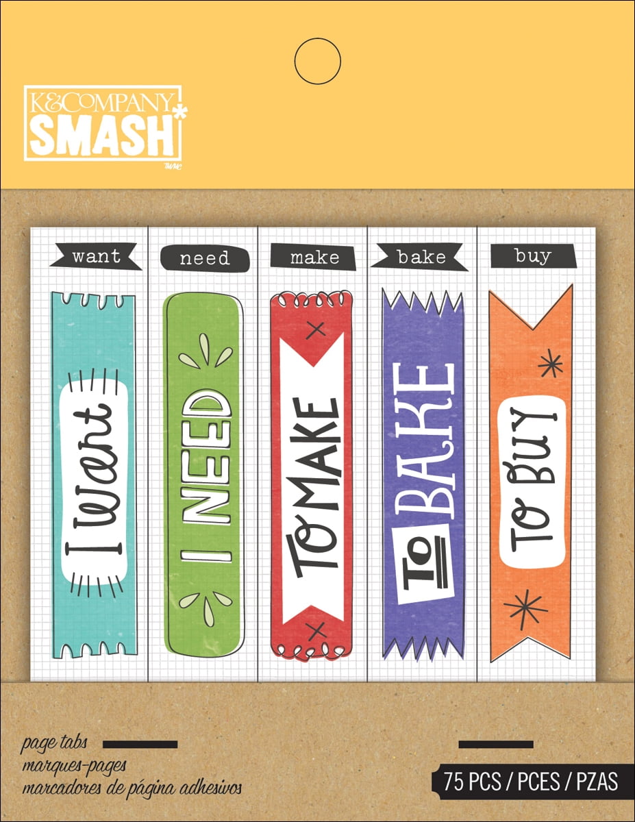 K & Company Flag Smash Page Tabs, 75 Piece