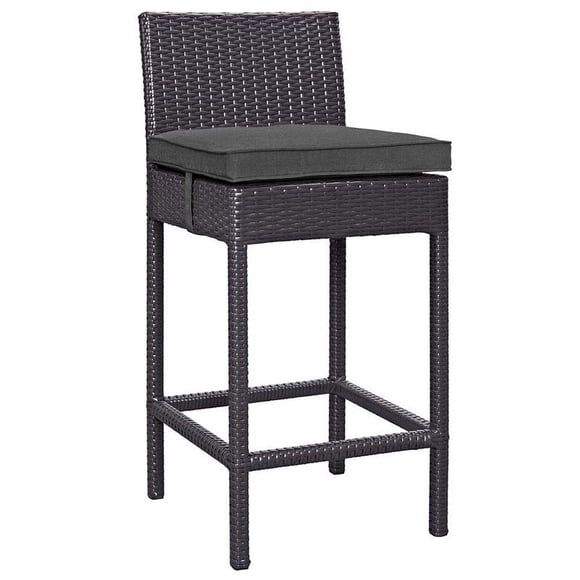 Modway Tabouret de Bar de Patio en Osier / Rotin Convene 27,5 Pouces en Espresso/charbon