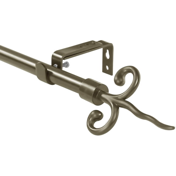 Urbanest Adjustable Single Curtain Rod Set With Flame Finials – 5/8-Inch Diameter, Antique Gold, 48–84 Inches