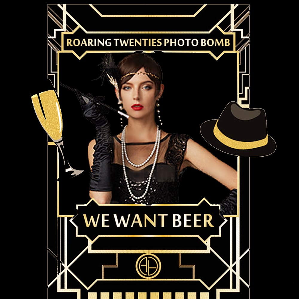 CORFOTO Toile De Fond Gatsby 2,1 X 1,5 M Pour Décoration De Table à Dessert, Motif Rétro Gatsby Les Années 20, Fête D'anniversaire, Bal De Promo, Cadre Photo En Ligne