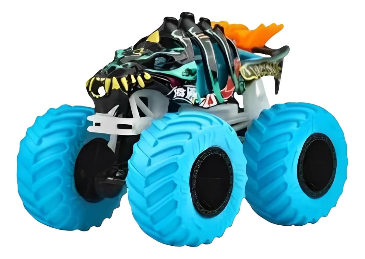 Hot Wheels Monster Trucks Glow in The Dark Collection, Skelesaurus Night Shifter Gotta Go, Die-Cast Vehicle Set, Ages 3+ JFX08