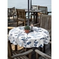 thumbnail image 2 of Outdoor Tablecloth with Umbrella Hole for Patio/Picnic/Party/Camping, Blue Botanical Waterproof Table Cloth Round Cover Washable, Spring Floral Watercolor Leaf (Dia 60"), 2 of 8