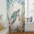 thumbnail image 5 of Sea Turtle Coastal Sheer Curtains 84 Inches Long, Summer Nautical Starfish Coral Beige Light Filering Curtains, Breathable Simi Curtain Privacy Drapes for Living Room Bedroom Window Treatment, 5 of 9