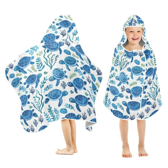 joogoo Turtles with Seaweed Kids Hooded Beach Towel Baby Bath Towel 23.5"x50"