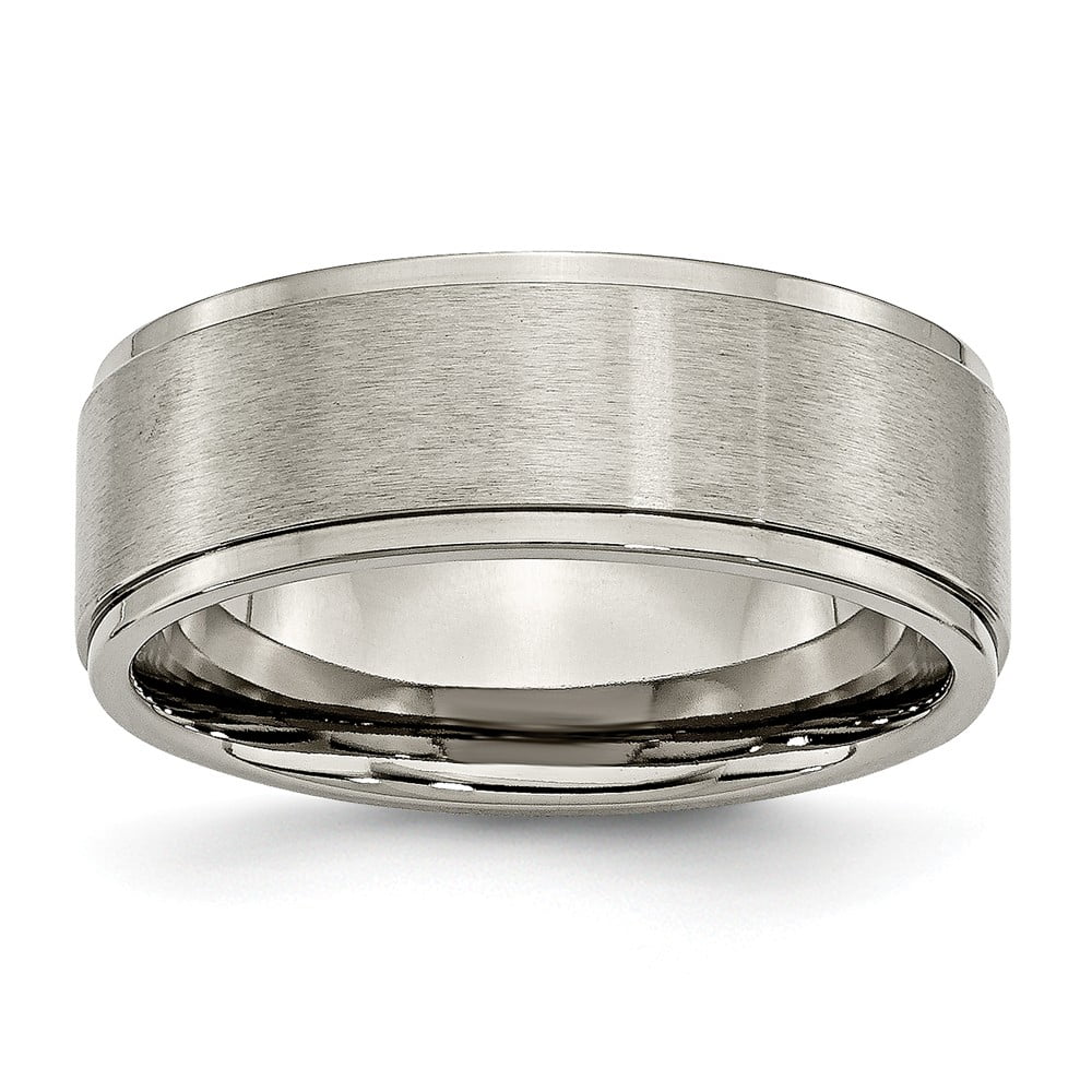 Wedding Bands Classic Bands Flat Bands w/Edge Titanium Ridged Edge 8mm Brushed and Polished Band Size 13 Wedding Bands Classic Bands Flat Bands w/Edge Titanium Ridged Edge 8mm Brushed and Polished Band Size 13