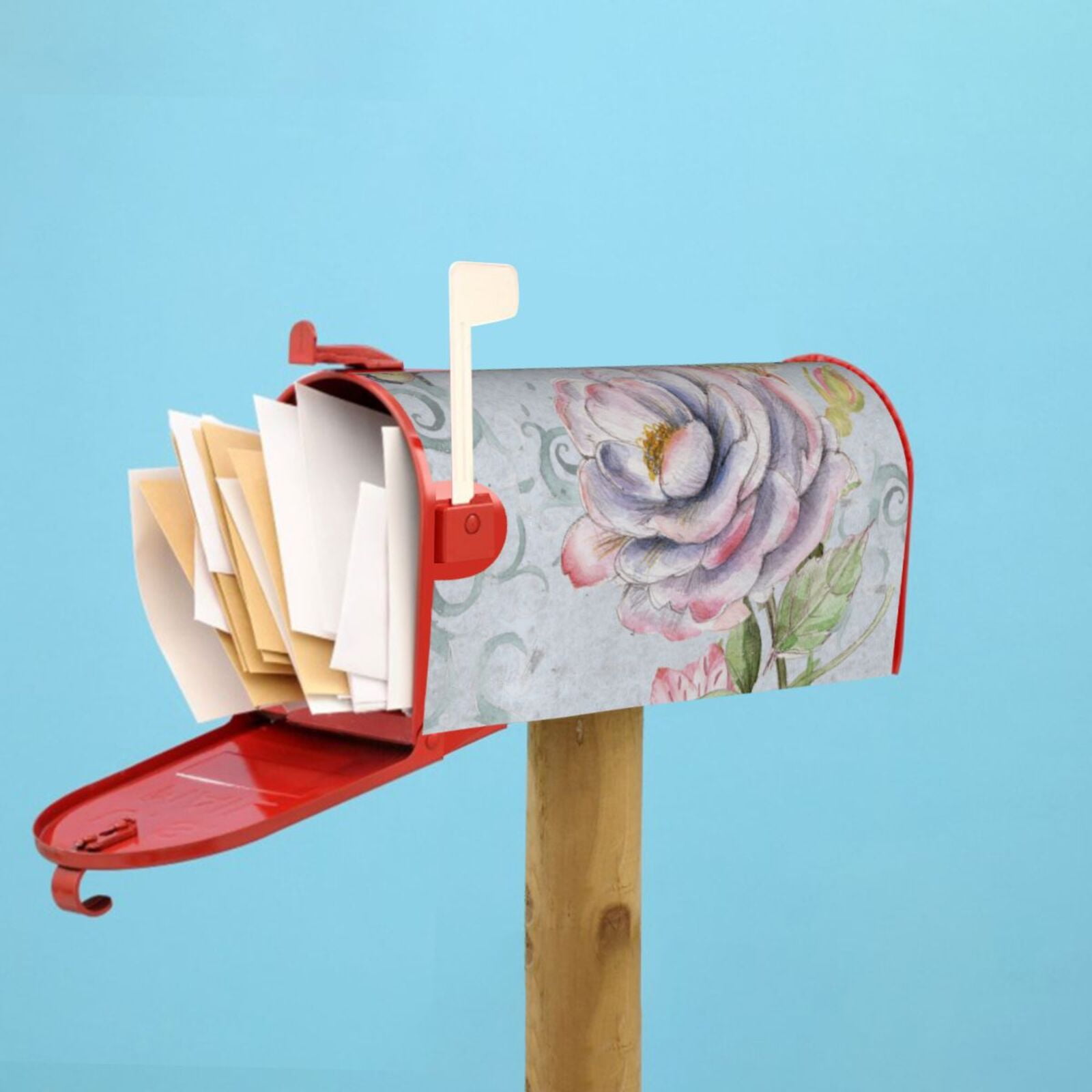 Xecao Vintage Rose for Mailbox Cover with Magnetic Strips, Waterproof and Sunscreen, Adds a Decorative Touch to Your Garden Yard.