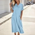 thumbnail image 6 of yillto Women's Dress Short Sleeve Crew Neck Summer Causal Beach Flowy Long Sundress with Pockets, 6 of 7