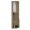 thumbnail image 6 of Miekor Furniture Chicago 75" H Mirrored Corner Bar Cabinet, With Glass Doors, Two Shelves And Stemware Macadamia 14553, 6 of 7