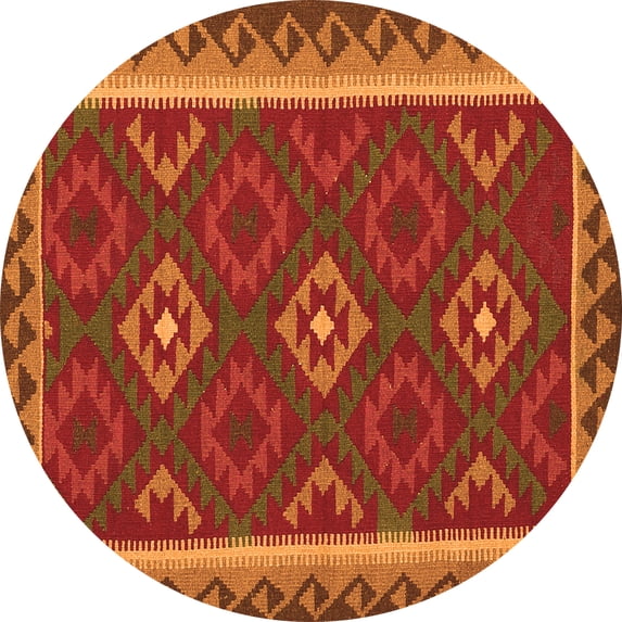 Ahgly Company Indoor Round Oriental Orange Traditional Area Rugs, 5' Round