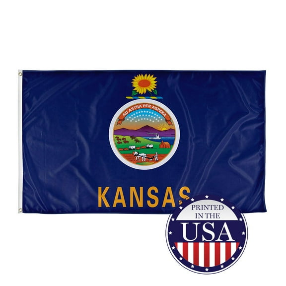 Kansas State Flag - 3ft x 5ft Knitted Polyester, State Flag Collection, Made in The USA