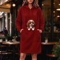 thumbnail image 2 of LWFFDAW Long Pet Pouch Hoodie Dress for Women with Dog Carrier Pockets Oversized Hoodie Fall Winter Loose Casual Hooded Sweatshirt Dress, 2 of 10
