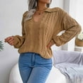thumbnail image 5 of Aoochasliy Womens Sweaters Pullover Clearance Trendy Casual Lapel Neck Solid Loose Sweater Autumn Blouse Tops, 5 of 8