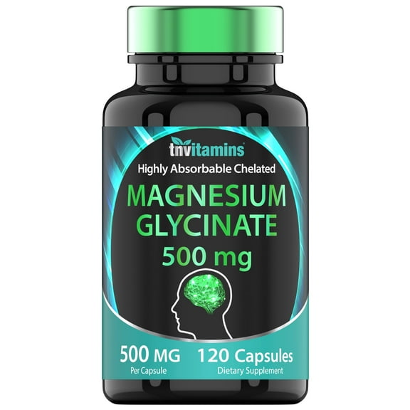 TNVitamins Magnesium Glycinate 500mg per Capsule - 120 Count | Health Concerns: Sleep, Mood, & More