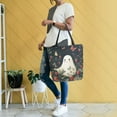 thumbnail image 4 of FORMRS Womens Canvas Tote Bag with Zipper Inner Pocket Shoulder Handbag, Happy Ghost, 4 of 7