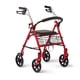 thumbnail image 1 of Andador de acero Medline con asiento, rojo, capacidad de peso de 136 kg, ruedas de 20 cm, plegable, asas ajustables, para personas mayores con movilidad reducida, 1 of 5