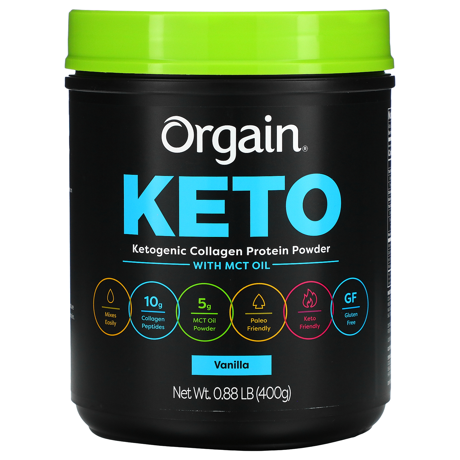 Orgain, Keto, Ketogenic Collagen Protein Powder with MCT Oil, Vanilla