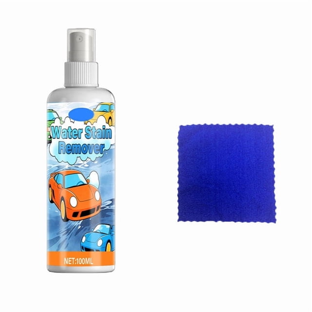 Water Stain Remover & Car Window Cleaner Spray 100ml | Streak-Free Glass Cleaner for Windshields, Mirrors, Household Surfaces | Microfiber Cloth Included, Spot Remover, Multi-Surface Shine