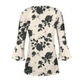 thumbnail image 4 of CYMMPU Tunic Tops 3/4 Sleeve Flower Printed Blouses for Women Dressy Casual Summer Trendy Shirts Loose Fit Button V Neck Flare Sleeve Spring Tops Empire Waist A Line T-Shirts 14, 4 of 5