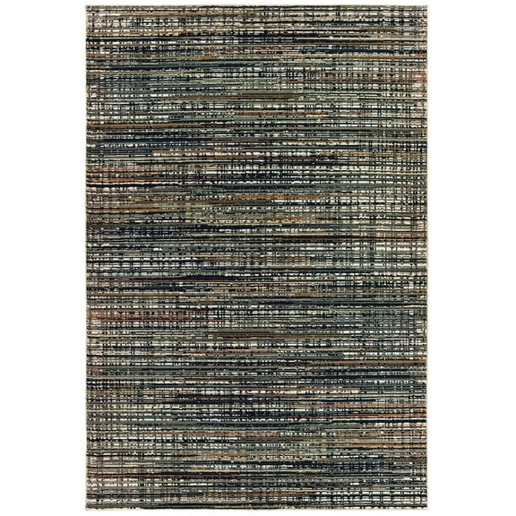 Oriental Weavers Bowen Area Rug - 1332H - 9'10" x 12'10" - in Black/ Navy - Modern Style, Stain Resistant, Family and Pet Friendly , Family, Dining, Living Room Rug