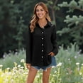 thumbnail image 2 of Women's Denim Shirt Long Sleeve Button Down Jean Shacket Top with Pockets, S, 2 of 7