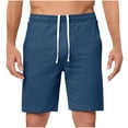 thumbnail image 2 of Jinhomg Casual Shorts for Men Big and Tall Texture Khaki Shorts Elastic Waistband Drawstring Short Pants Summer Casual Cotton Relaxed Fit Work Shorts Navy,XXL, 2 of 6