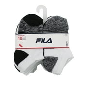 Fila Kids Boys 10-Pack Half Cushion No Show Socks Random Knit Stripe - Black, Boys Large Shoe Sizes 4-10