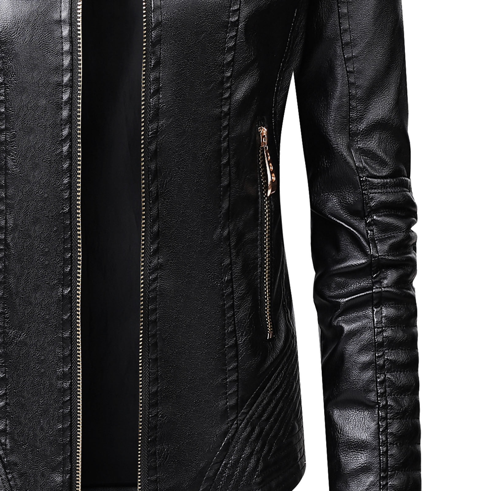 Lovskoo Women Faux Leather Jacket Moto Biker Coat Trendy Jacket Solid Long Sleeve Zipper Pocket Outerwear Tops Short Coat Black