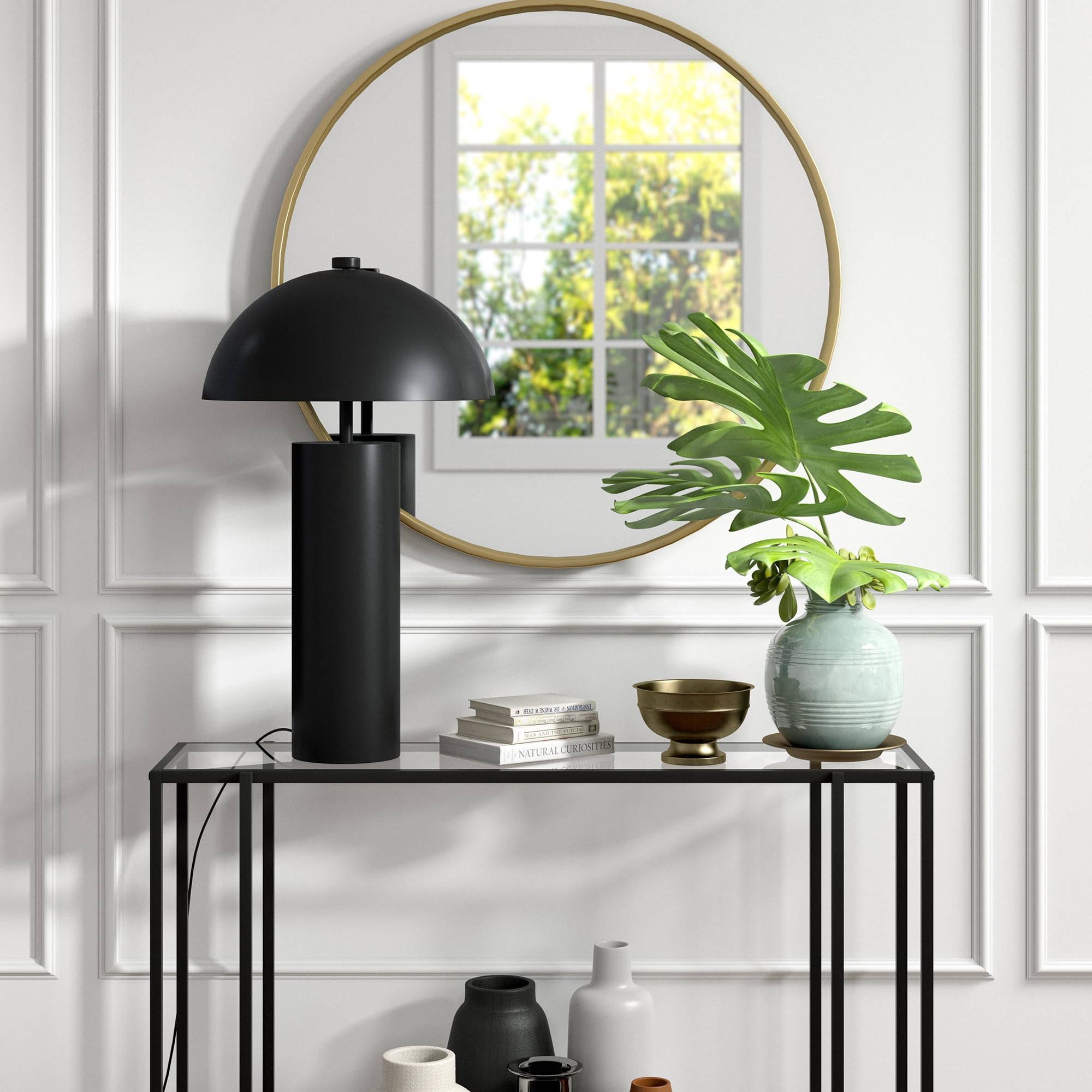 Evelyn&Zoe York 27" Tall Table Lamp with Metal Shade in Blackened Bronze/Blackened Bronze