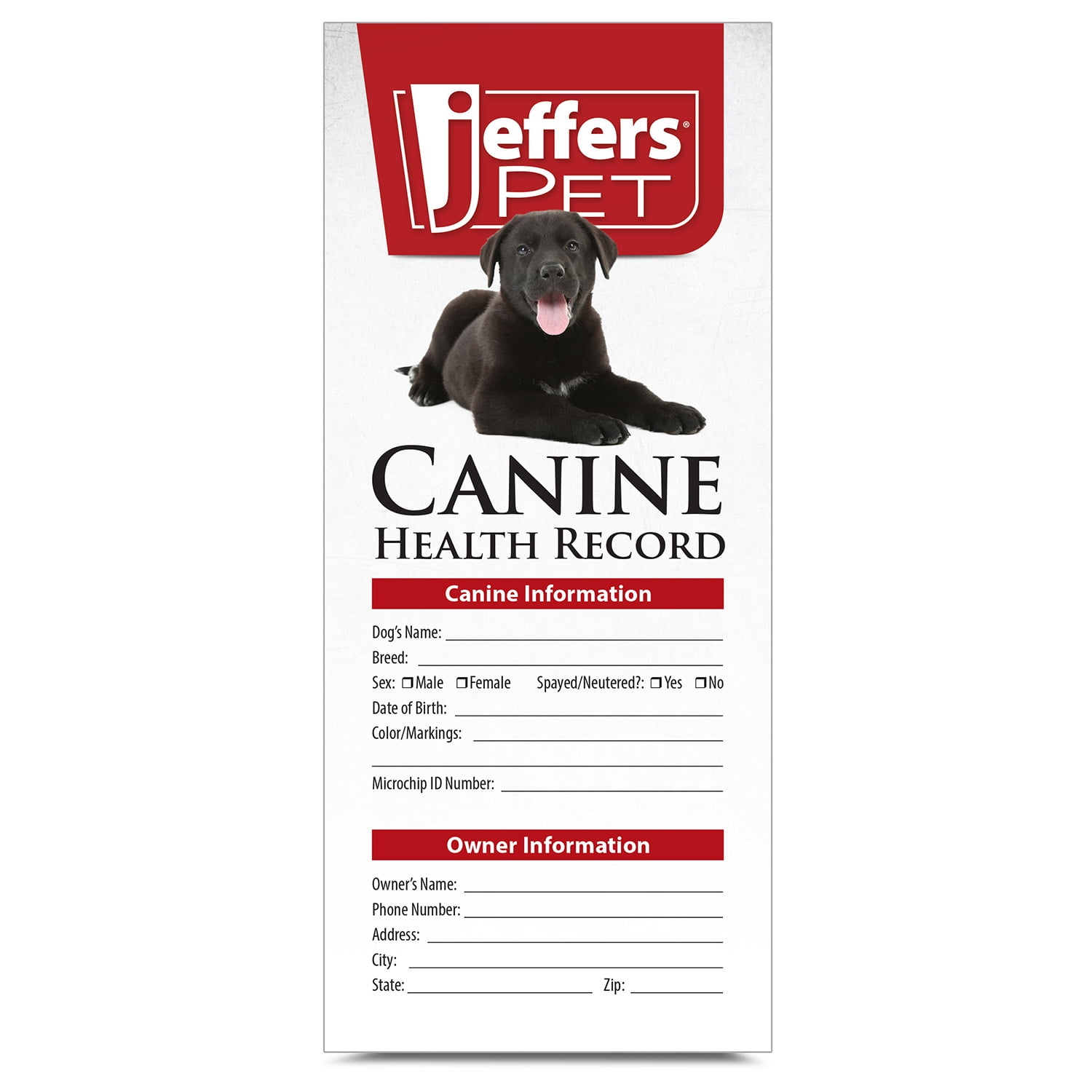 Jeffers Canine Health Records, Single Pack - Health Tracker & Monitor Logbook for Vaccinations, Treatment and Wellness, Includes Owner Info, Veterinary Record Keeper, Dog Care Organizer