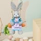 thumbnail image 3 of Figura de conejo de Pascua, regalo de Pascua, estatua creativa de dibujos animados de paja para el porche y el césped. Femenino, 3 of 7