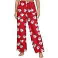 thumbnail image 4 of Wensltd Women's Christmas Print Thermal Plush Sleep Long Pants With Pockets for Holiday Season Indoor Comfort, 4 of 6