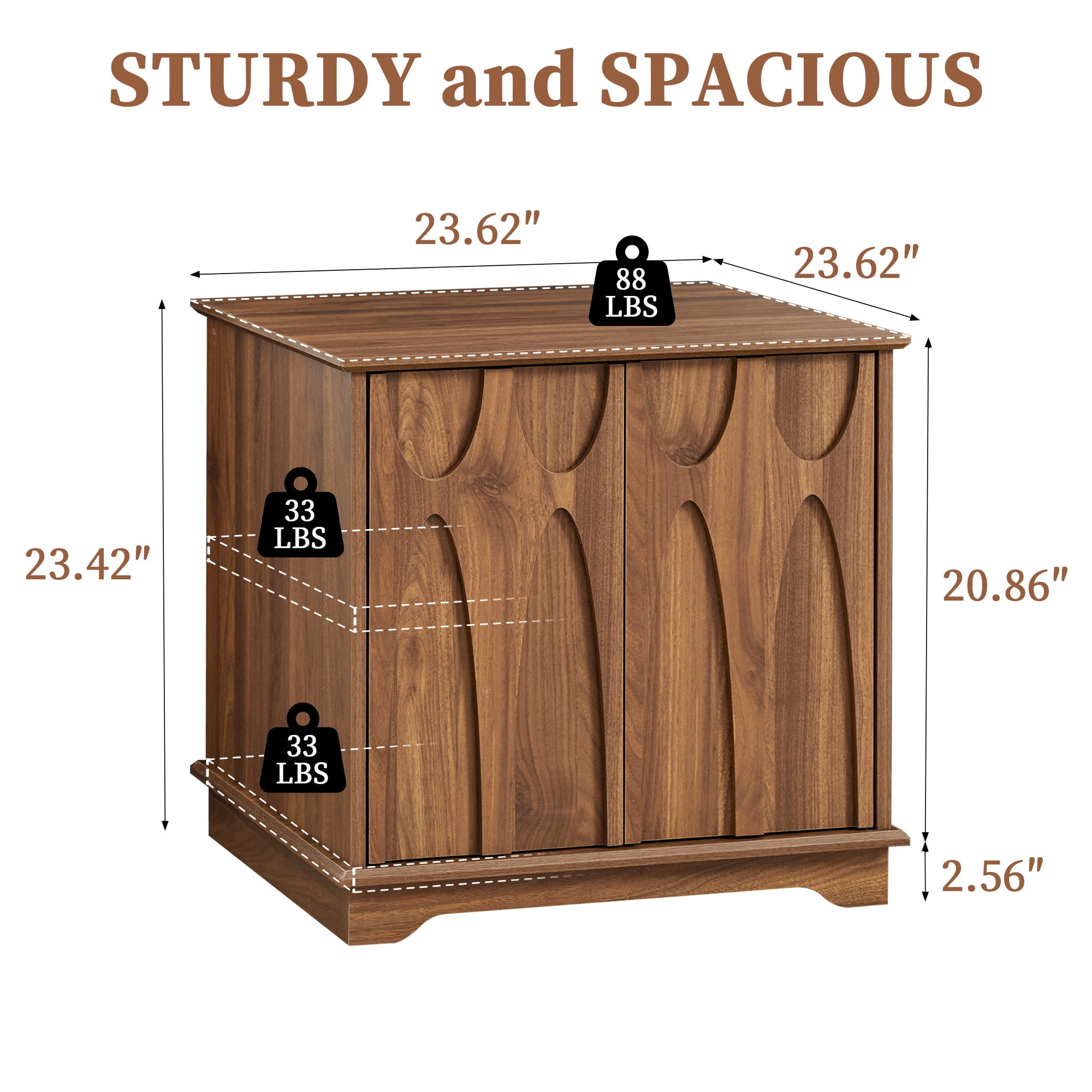 LEFHDA 24" Large Square End Table with Storage — Mid Century Modern Sofa Side Table, Nightstand with Doors/Drawer & Adjustable Shelf for Living Room, Bedroom, Office