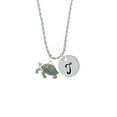 thumbnail image 2 of Delight Jewelry Enamel Side Turtle Silvertone Script Initial Disc - T - Charm Necklace, 20"+3", 2 of 4