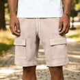 thumbnail image 4 of Nmnitkp Mens Shorts Waffle Knit Cargo Shorts Elastic Waist Drawstring Multi-Pocket Lightweight Breathable Casual Summer Athletic Shorts Khaki,L, 4 of 6