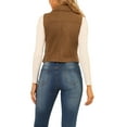thumbnail image 3 of INSPIRE CHIC Women's Casual Faux Suede Sleeveless Short Biker Vest Jacket M Camel, 3 of 8