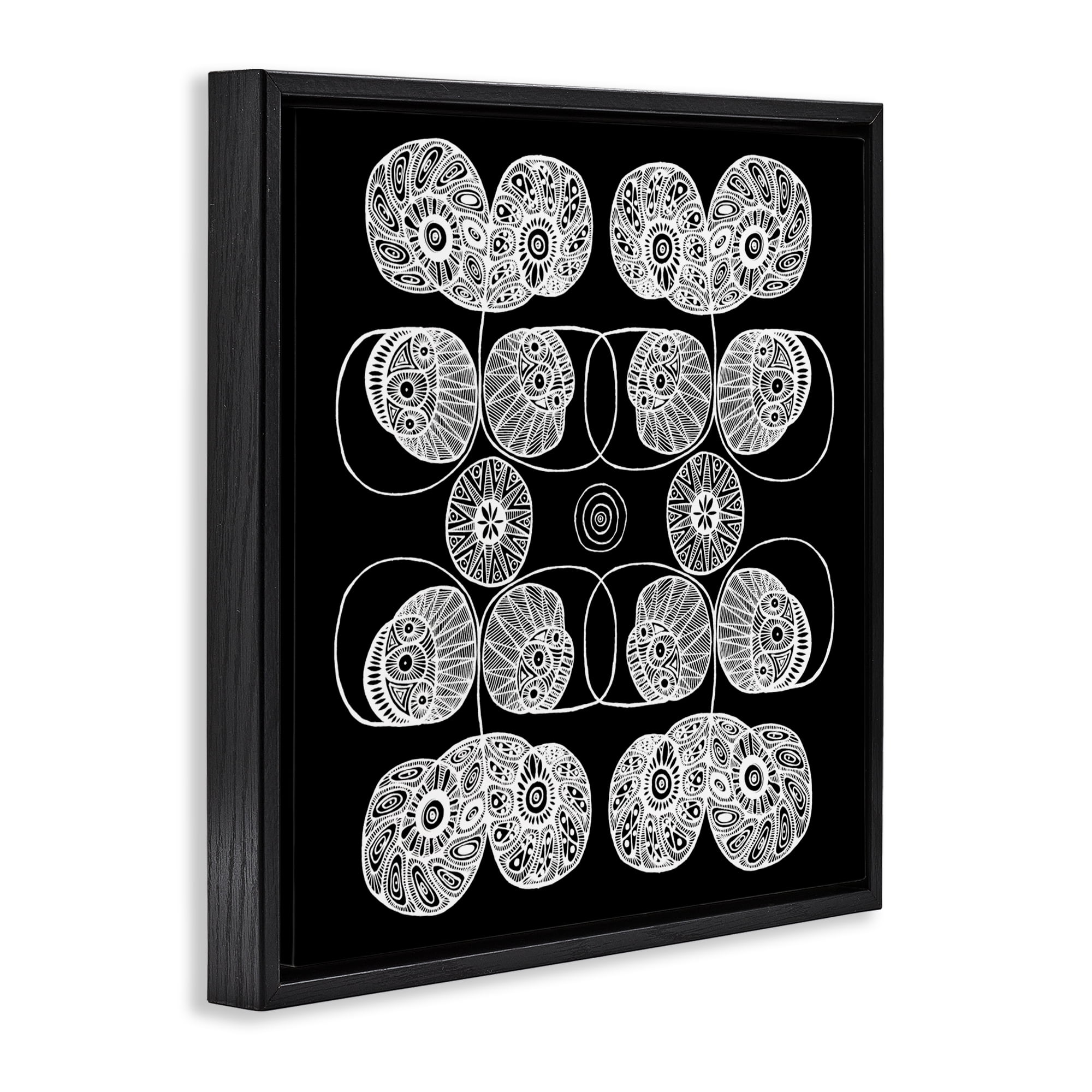 Stupell Industries Detailed Rounded Elementals Black Framed Floater Canvas Wall Art, design by El Perkin