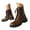 Brown, variant on Mostsola Round Toe Motorcycle Boots for Women Lace up Buckle Strap Low Heel Riding Combat Boots