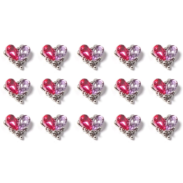 15 piezas de uñas grandes de aleación de plata 3D, selección multicolor, marco de metal para uñas, imitación de piedras preciosas grandes, gemas de cristal, arte de uñas con diamantes