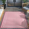 thumbnail image 3 of Well Woven Indoor/Outdoor Area Rug 7'10" x 9'10" Frankie Fuchsia Red Striped Border, 3 of 7