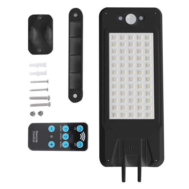Lámpara de pared solar con sensor de cuerpo humano para jardín y pasillo, color negro, 60 LED