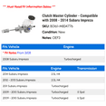 thumbnail image 2 of Clutch Master Cylinder - Compatible with 2008 - 2014 Subaru Impreza 2009 2010 2011 2012 2013, 2 of 2