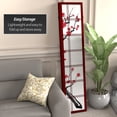 thumbnail image 3 of Oriental Furniture 6 ft. Tall Canvas Cherry Blossom Screen - Rosewood - 3 Panel, 3 of 5