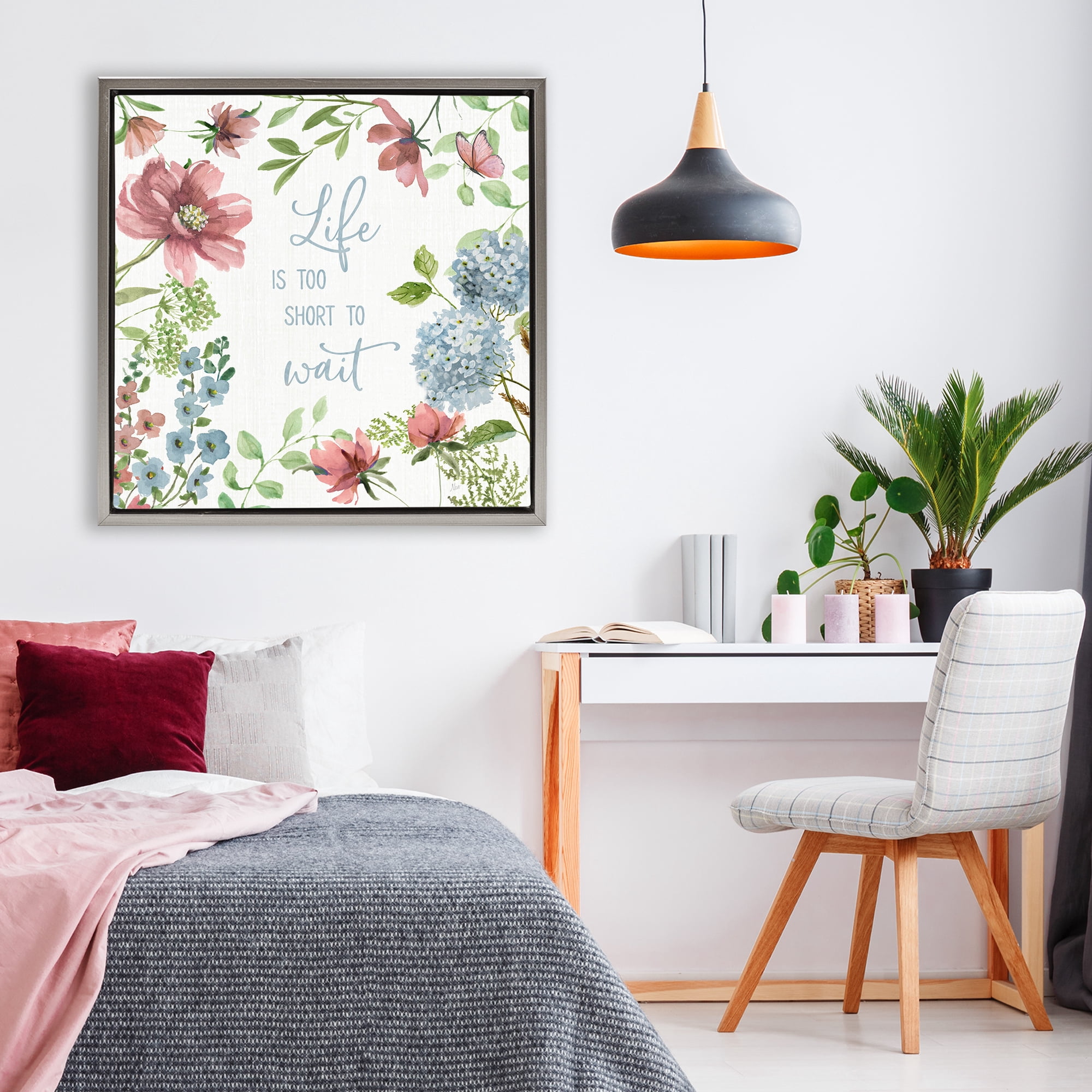 Stupell Industries Too Short To Wait Gray Framed Floater Canvas Wall Art, design by Nan
