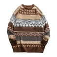thumbnail image 2 of WXLWZYWL Mens Knit Sweater Wool Grandpa Vintage Knitted Sweaters Oversized Striped Spring Pullover Casual Long Sleeve Pullovers, 2 of 5